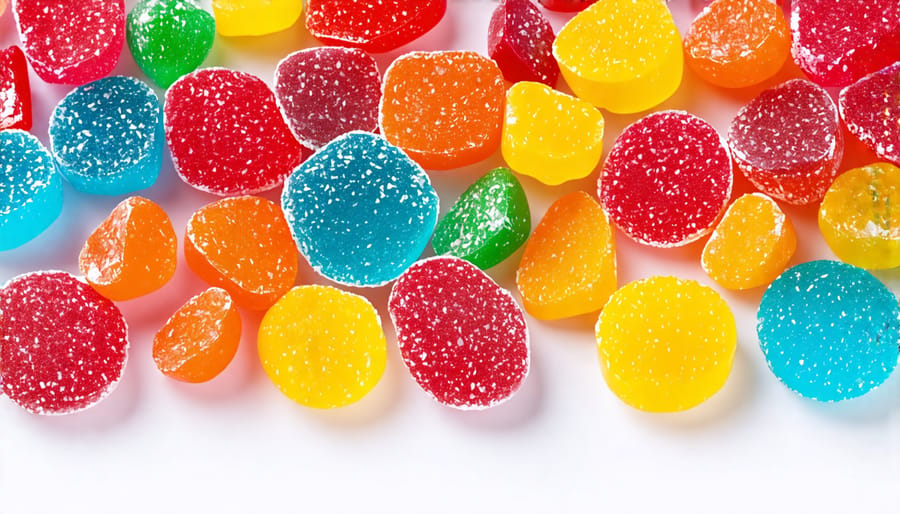 Various types of freeze dried candy showcasing their vibrant colors