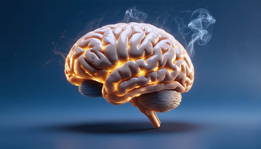 Conceptual depiction of a brain highlighting key areas potentially affected by nicotine exposure from vaping