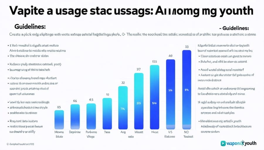 A bar graph showing the increasing trends of vaping among youth over recent years